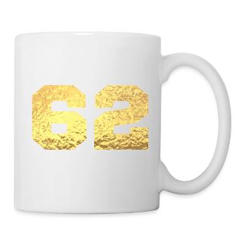 Number 62 Gold Glitter - 62nd Anniversary - Mug - white - Right