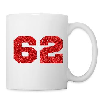 Number 62 Red Glitter - 62nd Birthday - Mug - white - Right