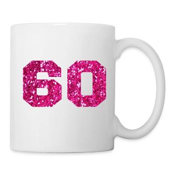 Numéro 60 paillettes rose - 60e anniversaire - Mug blanc - blanc - Droite