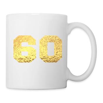 Number 60 Gold Glitter - 60th Anniversary - Mug - white - Right