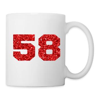 Number 58 Red Glitter - 58th Anniversary - Mug - white - Right