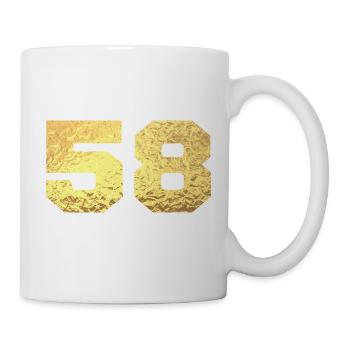 Number 58 Gold Glitter - 58th Anniversary - Mug - white - Right