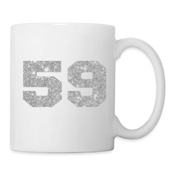 Number 59 Silver Glitter - 59th Anniversary - Mug - white - Right
