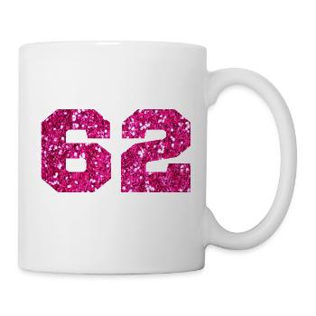 Number 62 Pink Glitter - 62nd Birthday - Mug - white - Right