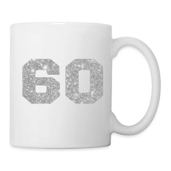 Numéro 60 paillettes argenté - 60e anniversaire - Mug blanc - blanc - Droite