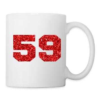 Number 59 Red Glitter - 59th Anniversary - Mug - white - Right