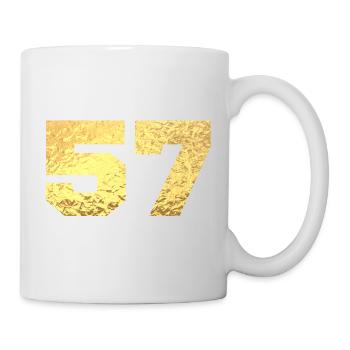 Numéro 57 paillettes doré - 57e anniversaire - Mug blanc - blanc - Droite