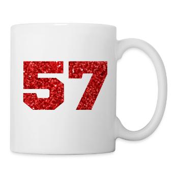 Number 57 Red Glitter - 57th Anniversary - Mug - white - Right