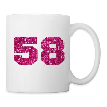 Number 58 Pink Glitter - 58th Anniversary - Mug - white - Right