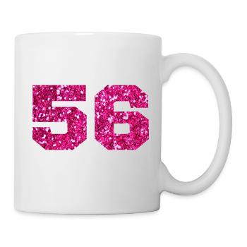 Number 56 Pink Glitter - 56th Anniversary - Mug - white - Right