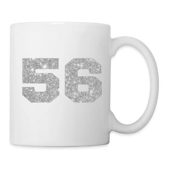 Numéro 56 paillettes argenté - 56e anniversaire - Mug blanc - blanc - Droite
