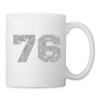 76 Silberner Glitzer - 76. Jahrestag - Tasse - Weiß - Rechts