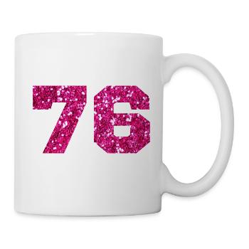 Numéro 76 paillettes rose - 76e anniversaire - Mug blanc - blanc - Droite