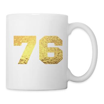 76 Gold Glitter - 76. Jahrestag - Tasse - Weiß - Rechts