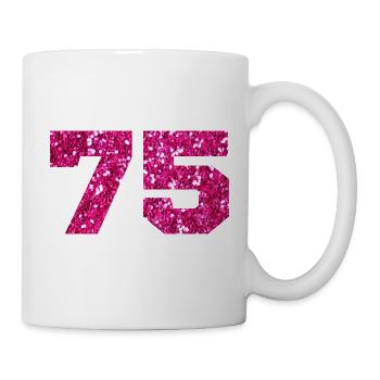 75 Pink Glitter - 75. Geburtstag - Tasse - Weiß - Rechts