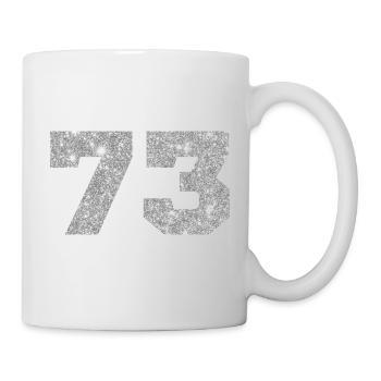 73 Silber Glitter - 73 Geburtstag - Tasse - Weiß - Rechts