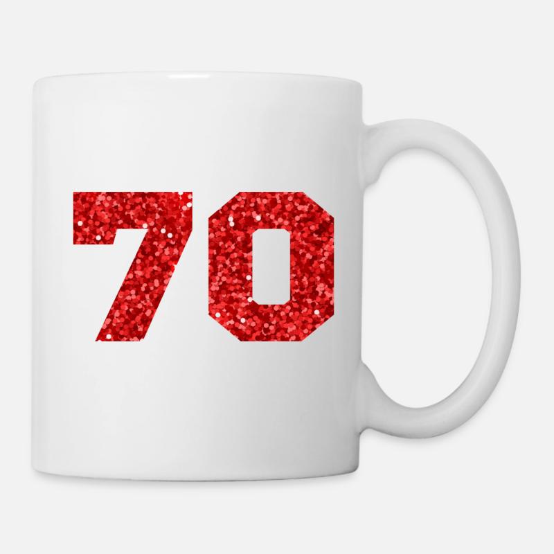 70 Roter Glitzer - 70-jähriges Jubiläum - Tasse - Weiß