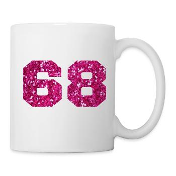 Nummer 68 Pink Glitter - 68. Geburtstag - Tasse - Weiß - Rechts
