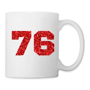 76 Roter Glitzer - 76. Jahrestag - Tasse - Weiß - Rechts