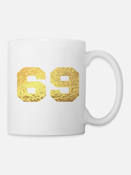 Numéro 69 paillettes doré - 69e anniversaire - Mug blanc - blanc