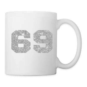 Numéro 69 paillettes argenté - 69e anniversaire - Mug blanc - blanc - Droite