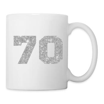 Numéro 70 paillettes argenté - 70e anniversaire - Mug blanc - blanc - Droite