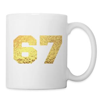 Nummer 67 Gold Glitter - 67. Jahrestag - Tasse - Weiß - Rechts