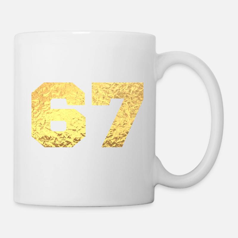Numéro 67 paillettes doré - 67e anniversaire - Mug blanc - blanc