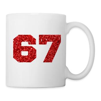 Numéro 67 paillettes rouge - 67e anniversaire - Mug blanc - blanc - Droite