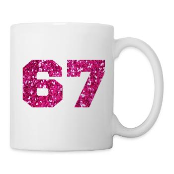 Numéro 67 paillettes rose - 67e anniversaire - Mug blanc - blanc - Droite
