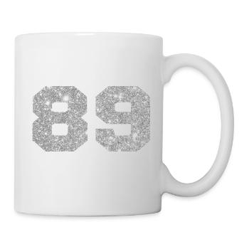 Nummer 89 Silberglitter - 89. Jahrestag - Tasse - Weiß - Rechts