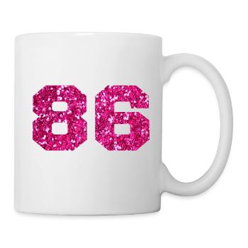 Number 86 Pink Glitter - 86th Birthday - Mug - white - Right