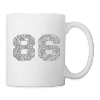 Number 86 Silver Glitter - 86th Anniversary - Mug - white - Right