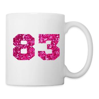 Number 83 Pink Glitter - 83rd Birthday - Mug - white - Right