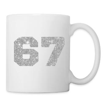 Numéro 67 paillettes argenté - 67e anniversaire - Mug blanc - blanc - Droite