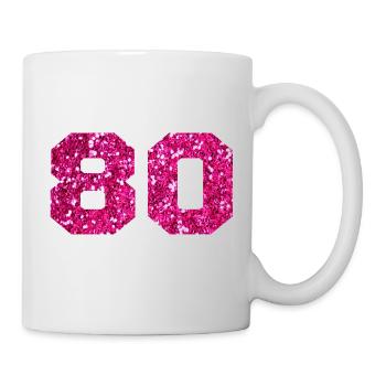 Numéro 80 paillettes rose - 80e anniversaire - Mug blanc - blanc - Droite