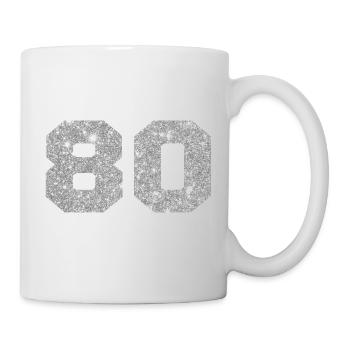 Numéro 80 paillettes argenté - 80e anniversaire - Mug blanc - blanc - Droite