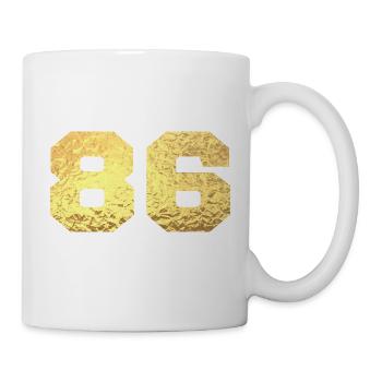 Number 86 Gold Glitter - 86th Anniversary - Mug - white - Right