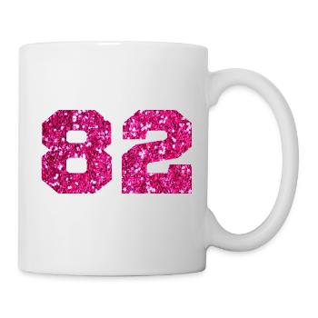 Nummer 82 Pink Glitter - 82. Geburtstag - Tasse - Weiß - Rechts