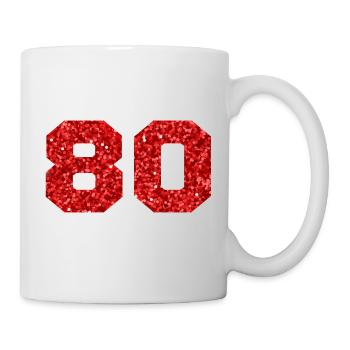 Numéro 80 paillettes rouge - 80e anniversaire - Mug blanc - blanc - Droite