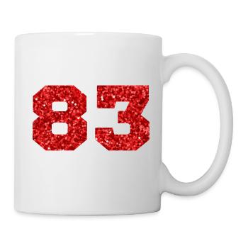 Number 83 Red Glitter - 83rd Birthday - Mug - white - Right