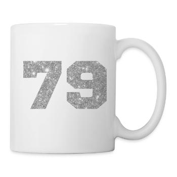 Nummer 79 Silberglitter - 79. Jahrestag - Tasse - Weiß - Rechts