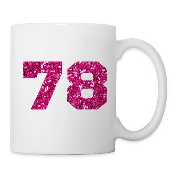Number 78 Pink Glitter - 78th Anniversary - Mug - white - Right