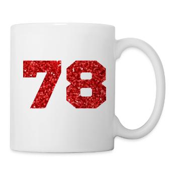 Number 78 Red Glitter - 78th Anniversary - Mug - white - Right