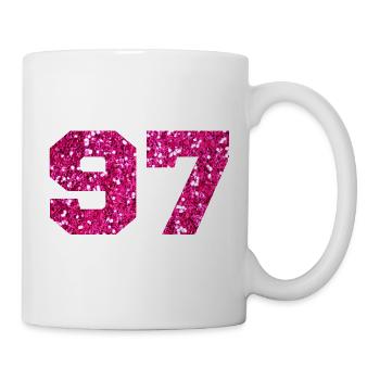 Number 97 Pink Glitter - 97th Birthday - Mug - white - Right
