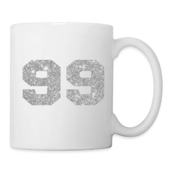 Nummer 99 Silberglitter - 99. Jahrestag - Tasse - Weiß - Rechts