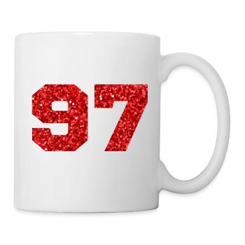 Number 97 Red Glitter - 97th Anniversary - Mug - white - Right