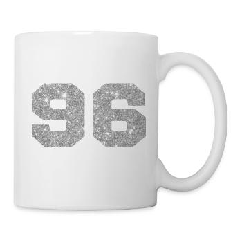 Nummer 96 Silberglitter - 96. Geburtstag - Tasse - Weiß - Rechts