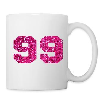 Number 99 Pink Glitter - 99th Birthday - Mug - white - Right