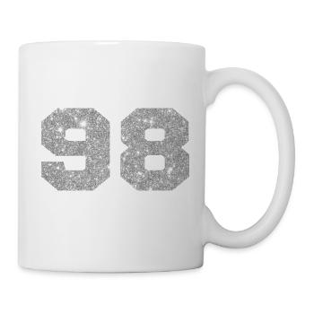 Nummer 98 Silberglitter - 98. Jahrestag - Tasse - Weiß - Rechts